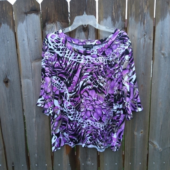 MOONLIGHT BAY 14W PATTERNED BLOUSE - Picture 1 of 5